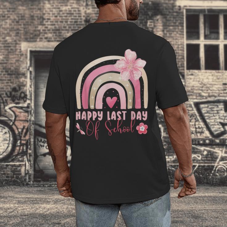 Fun Happy Last Day Of School Girl Student Graduation Rainbow Men's Back Print T-Shirt