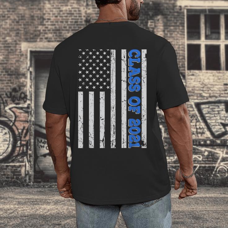 Funny Class Of 2021 American Flag Senior Graduation Men's Back Print T-Shirt
