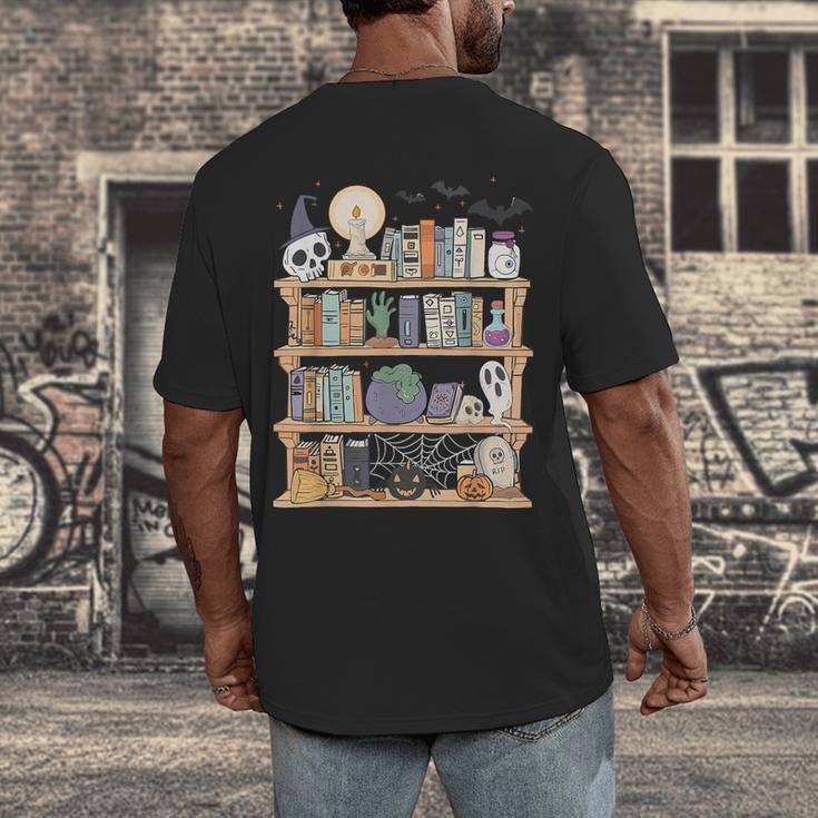 Ghost Book Reading Books Lover Teacher Happy Halloween Men's Back Print T-Shirt Ghost Book Reading Books Lover Teacher Happy Halloween Men's Back Print T-Shirt