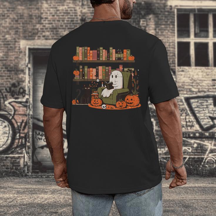 Ghost Library Reading Books Halloween Men Women Kids Men's Back Print T-Shirt