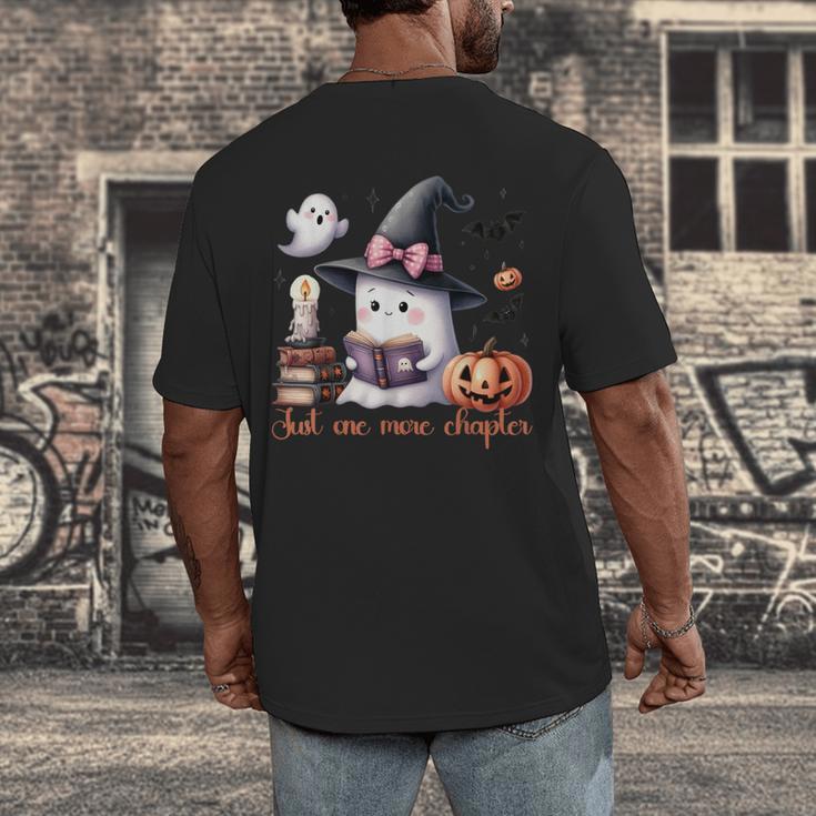 Ghost Reading Book Coquette Bow Halloween Girl Toddler Kid Men's Back Print T-Shirt