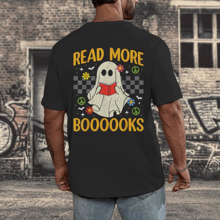 Ghost Reading Books Teacher Student Halloween Read More Book Men's Back Print T-Shirt