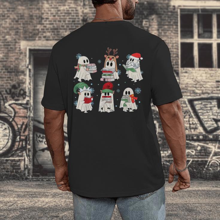 Ghost Santa Elf Squad Read Books Bookish Librarian Christmas Men's Back Print T-Shirt