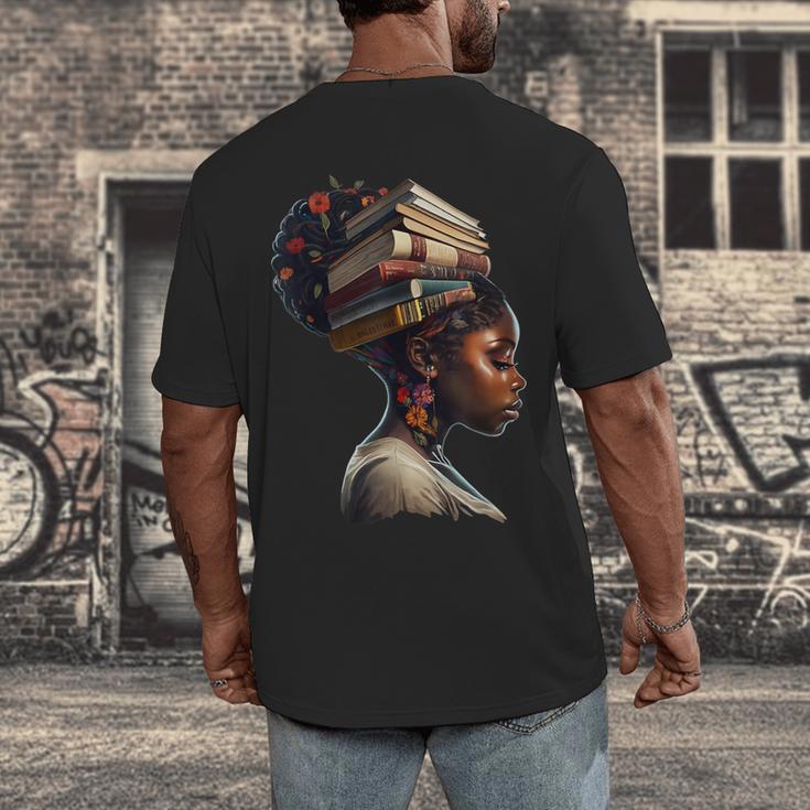 Girl Crown Of Books African Teacher Black History BHM Men's Back Print T-Shirt