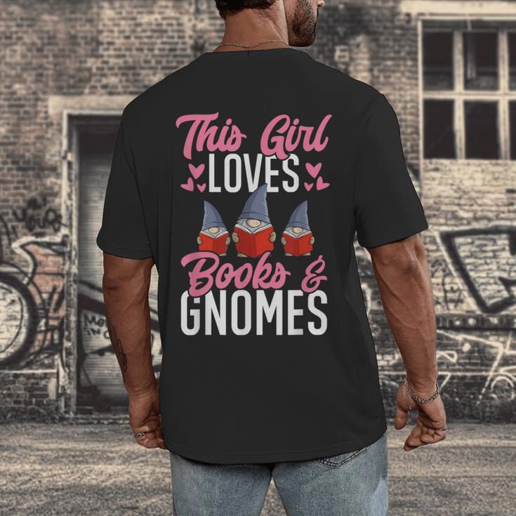 This Girl Loves Books And Gnomes Gardener Dwarf Garden Gnome Men's Back Print T-Shirt