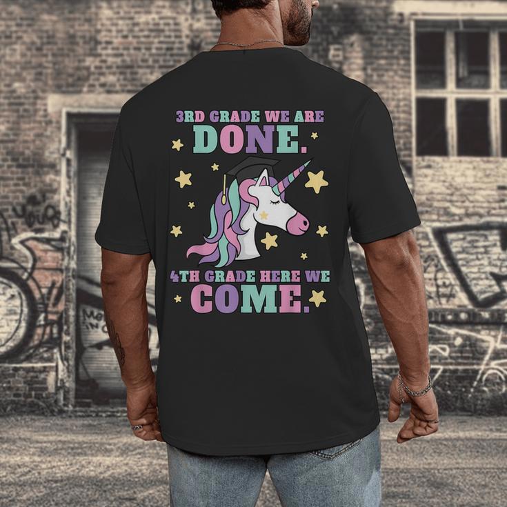Girls 3rd Grade Graduation Magical Unicorn Men's Back Print T-Shirt