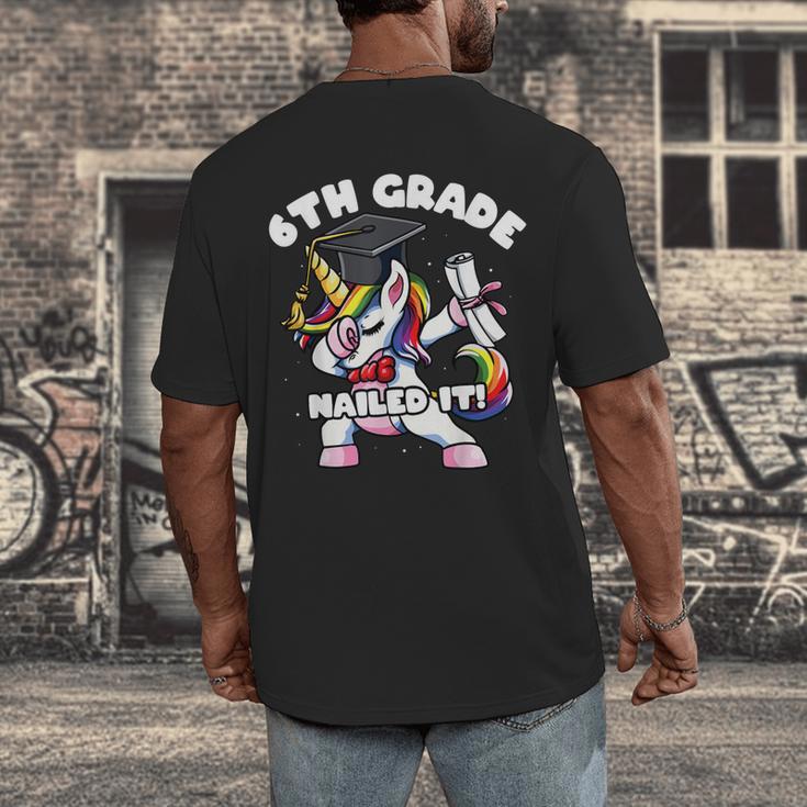 Girls Dabbing Unicorn 6th Sixth Grade Nailed It Graduation Men's Back Print T-Shirt