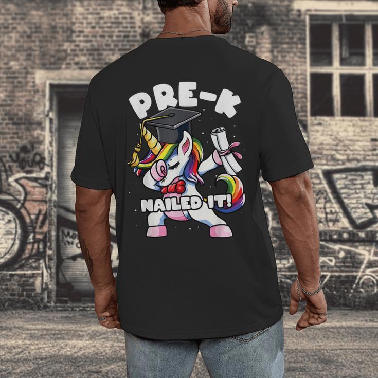 Girls Dabbing Unicorn Pre-K PreSchool Nailed It Graduation Men's Back Print T-Shirt