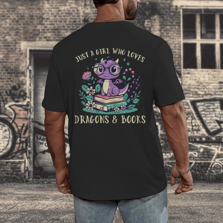 Girls Loves Dragon Books Fantasy Girls Kids Toddler Women Men's Back Print T-Shirt
