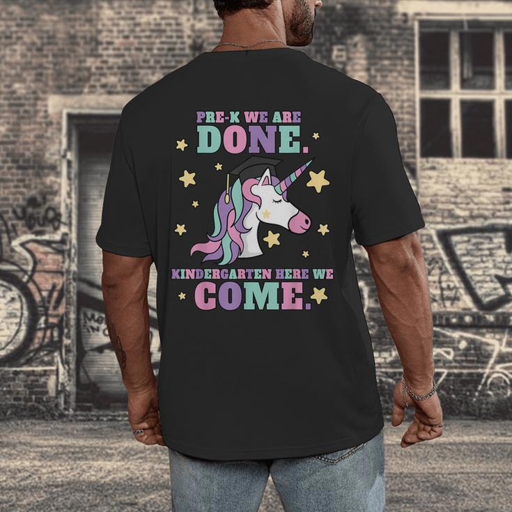 Girls Pre-K Graduation Magical Unicorn Men's Back Print T-Shirt
