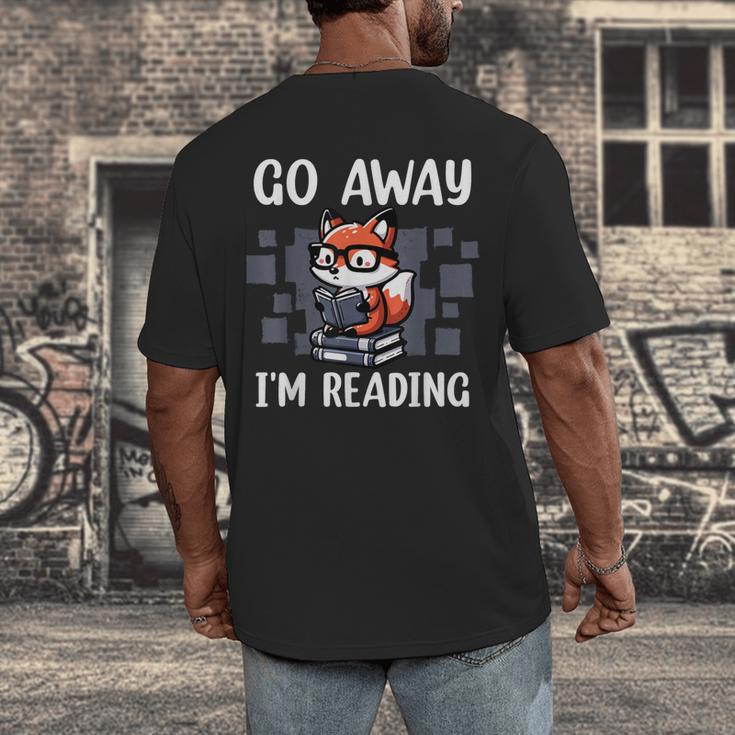 Go Away I'm Reading Book Reader Cute Fox Librarians Men's Back Print T-Shirt Go Away I'm Reading Book Reader Cute Fox Librarians Men's Back Print T-Shirt