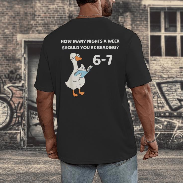 Goose Reading 67 Six Seven Meme Teacher Book Lover Men's Back Print T-Shirt