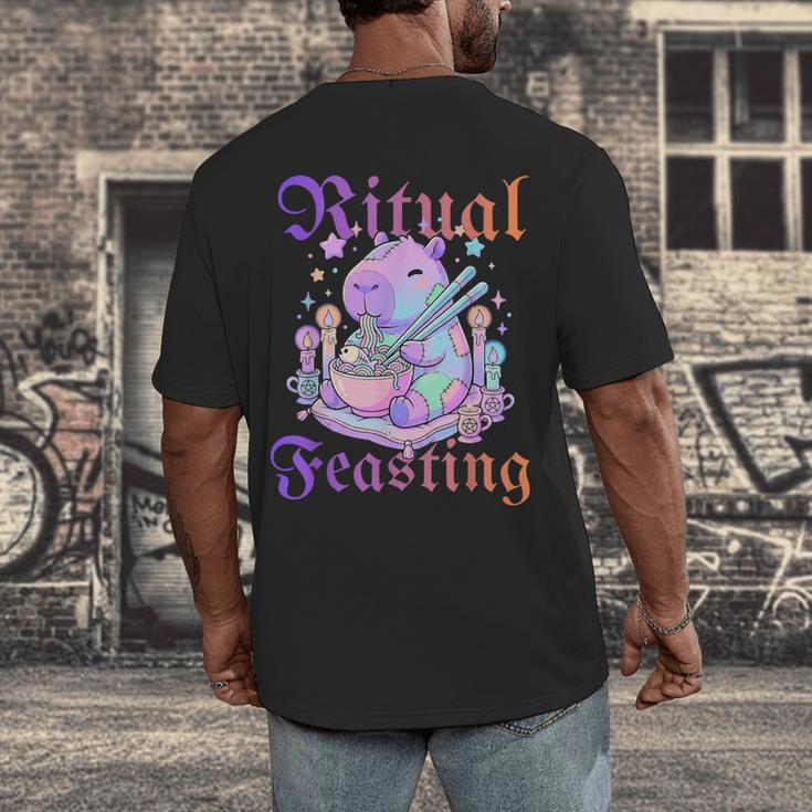 Goth Capybara Ramen Ritual Feasting Soft Introvert Art Men's Back Print T-Shirt Goth Capybara Ramen Ritual Feasting Soft Introvert Art Men's Back Print T-Shirt