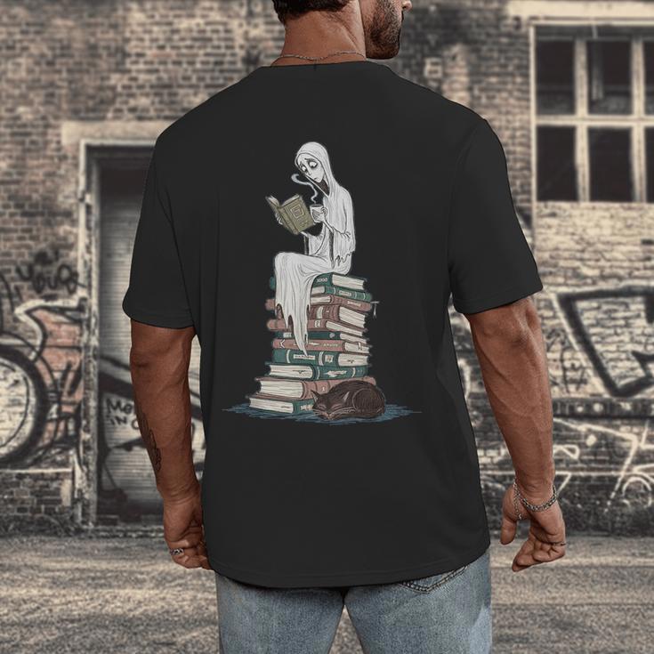 Gothic Librarian Halloween Books Tee For Teachers Men's Back Print T-Shirt