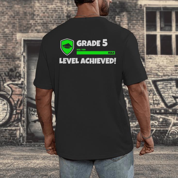 Grade 5 Level Achieved Video Gamer 5th Grade Graduation Men's Back Print T-Shirt