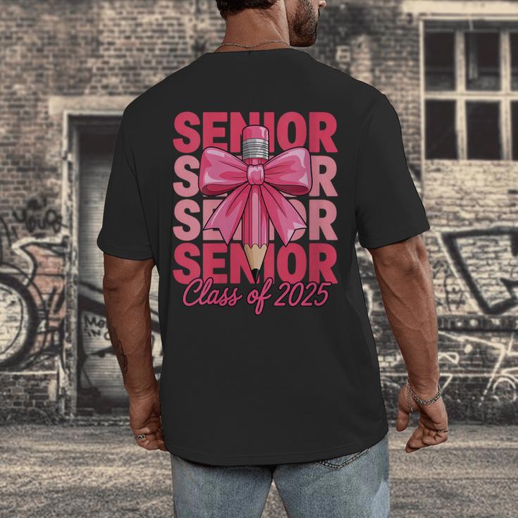 Graduate 2025 For Senior 2025 Graduation Coquette Pink Bow Men's Back Print T-Shirt