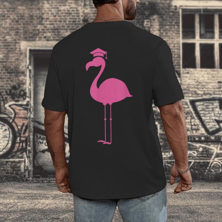 Graduate Cute Pink Flamingo Graduation Men's Back Print T-Shirt