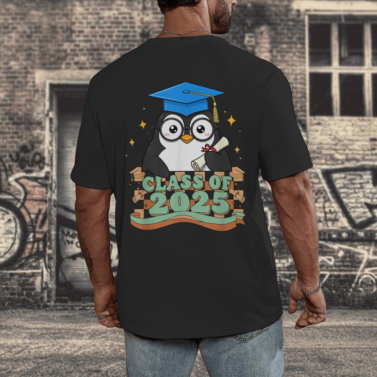 Graduate Penguin Class Of 2025 Kids Graduation Men's Back Print T-Shirt
