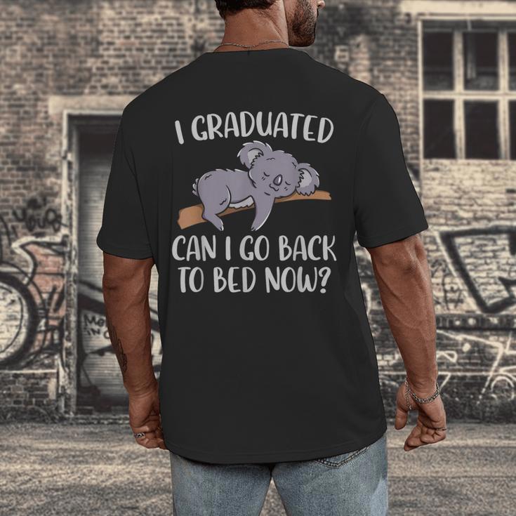 I Graduated Can I Go Back To Bed Now Koala Bear Graduation Men's Back Print T-Shirt