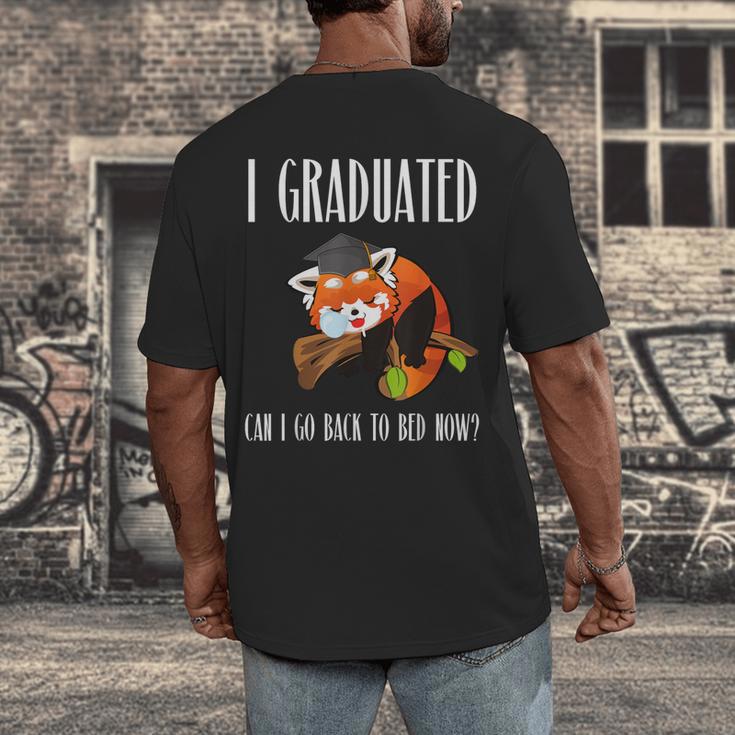 I Graduated Can I Go Back To Bed Sleepy Red Panda Graduation Men's Back Print T-Shirt