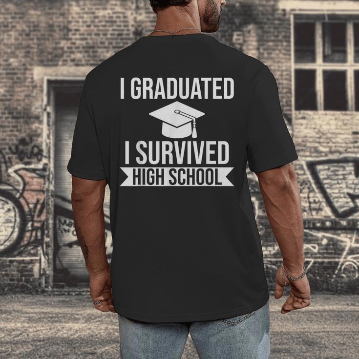 I Graduated I Survived High School Graduation Men's Back Print T-Shirt