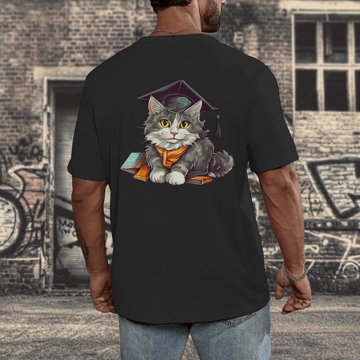 Graduation Cat Graduation Present For Graduate Grad Men's Back Print T-Shirt