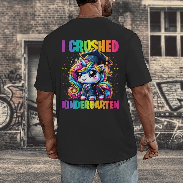 Graduation I Crushed Kindergarten Unicorn Girls Grad Magical Men's Back Print T-Shirt