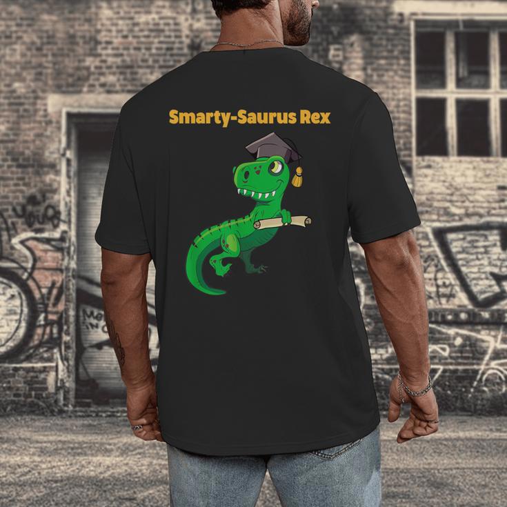 Graduation Dinosaur Smarty Saurus Rex Diploma Dinosaur Men's Back Print T-Shirt