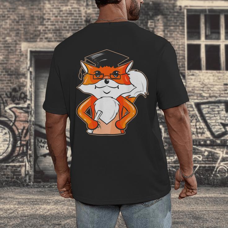 Graduation Fox School Bachelor Master Doctor Study Men's Back Print T-Shirt