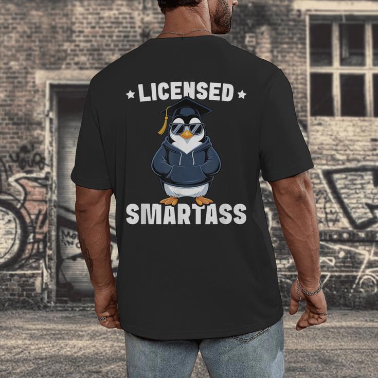 Graduation Penguin Licensed Smartass Graduate Men's Back Print T-Shirt