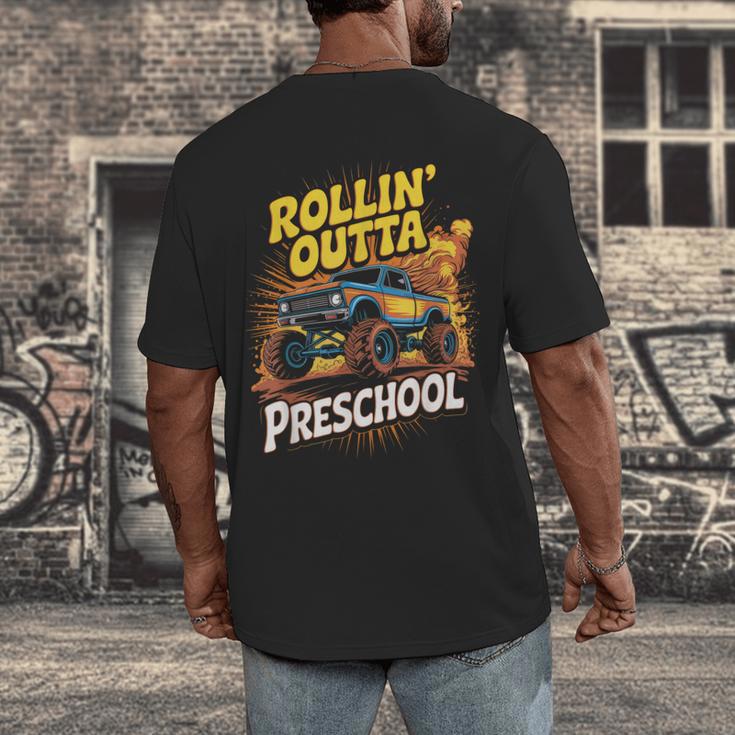 Graduation Rollin' Outta Preschool Monster Truck Boys Pre-K Men's Back Print T-Shirt