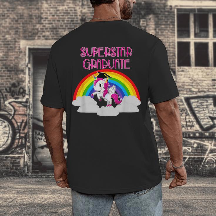 Graduation Unicorn Superstar Magical Colorful Rainbow Tshirt Men's Back Print T-Shirt