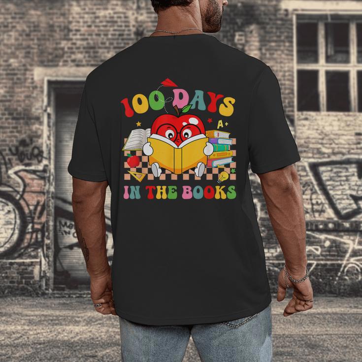 Groovy 100 Days In The Books Reading 100th Day Of School Men's Back Print T-Shirt Groovy 100 Days In The Books Reading 100th Day Of School Men's Back Print T-Shirt