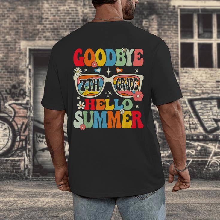 Groovy Goodbye 7th Grade Graduation Hello Summer Kids Men's Back Print T-Shirt