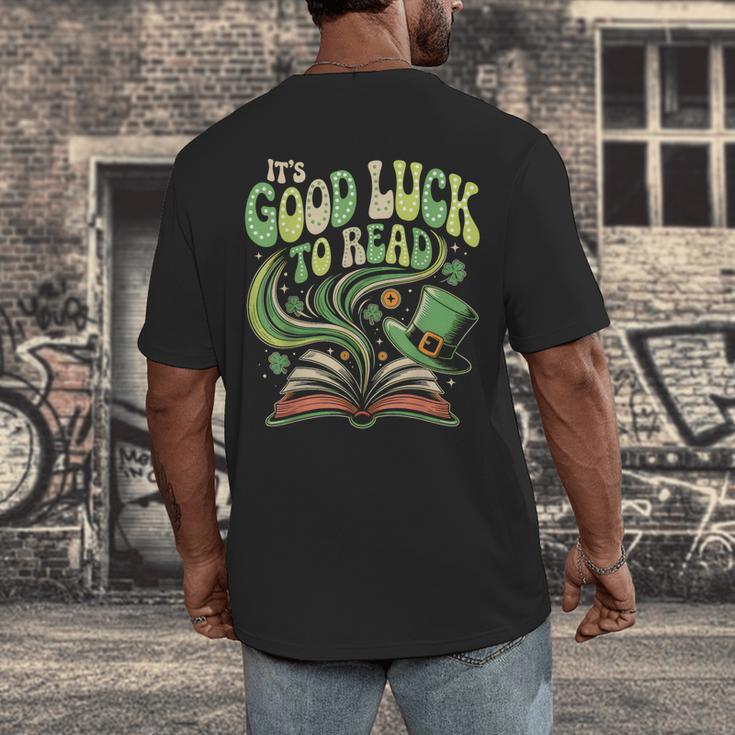 Groovy It's Good Luck To Read St Patrick's Day Book Lucky Men's Back Print T-Shirt Groovy It's Good Luck To Read St Patrick's Day Book Lucky Men's Back Print T-Shirt