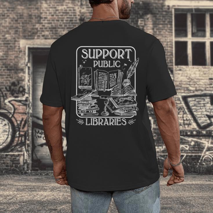 Groovy Support Your Local Library Book Reader Lover Bookworm Men's Back Print T-Shirt Groovy Support Your Local Library Book Reader Lover Bookworm Men's Back Print T-Shirt