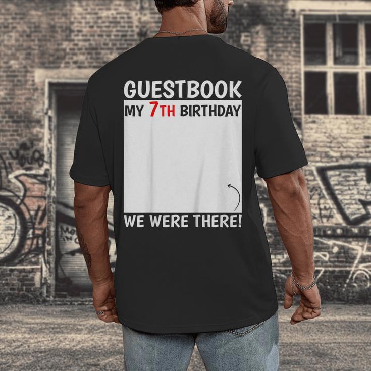 Guestbook 7th Birthday 7 Year Old Born 2018 Bday Men's Back Print T-Shirt Guestbook 7th Birthday 7 Year Old Born 2018 Bday Men's Back Print T-Shirt