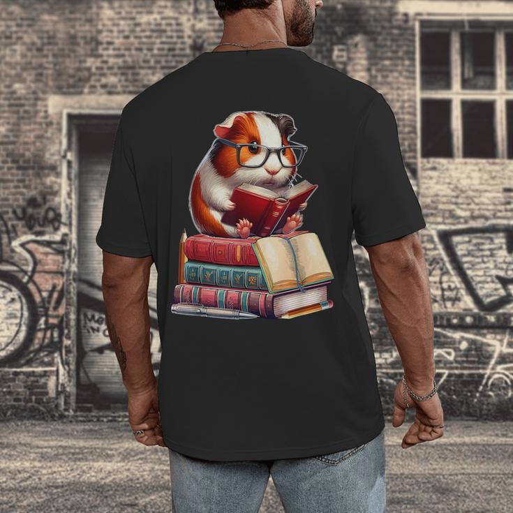 Guinea Pig Reading Books Matching Bookworm Readers Librarian Men's Back Print T-Shirt Guinea Pig Reading Books Matching Bookworm Readers Librarian Men's Back Print T-Shirt