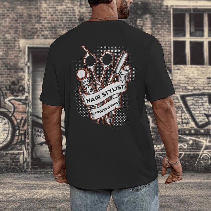 Hairdresser Gift Idea Graduation Tattoo Craft Hairstylist Men's Back Print T-Shirt