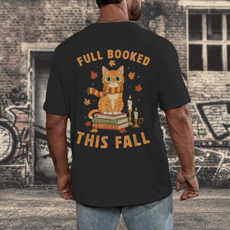 Halloween Fully Booked This Fall Book Ginger Cat Reading Men's Back Print T-Shirt