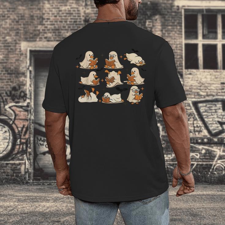 Halloween Ghost Book Lover Men's Back Print T-Shirt Halloween Ghost Book Lover Men's Back Print T-Shirt