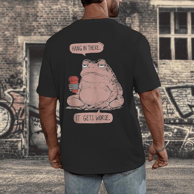 Hang In There It Gets Worse Introverts Anti Valentines Day Men's Back Print T-Shirt