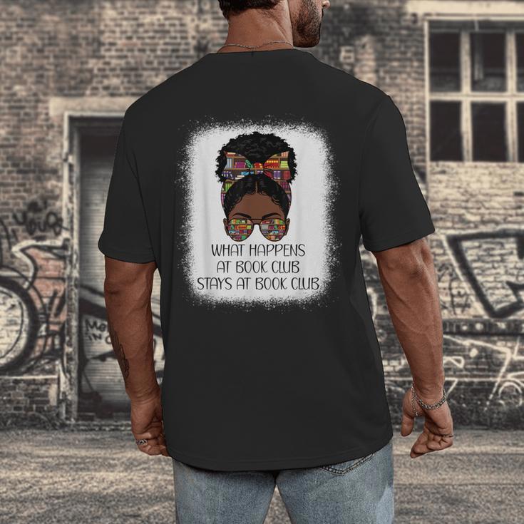 What Happens At Book Club Stays At Book Club Black Women Men's Back Print T-Shirt What Happens At Book Club Stays At Book Club Black Women Men's Back Print T-Shirt