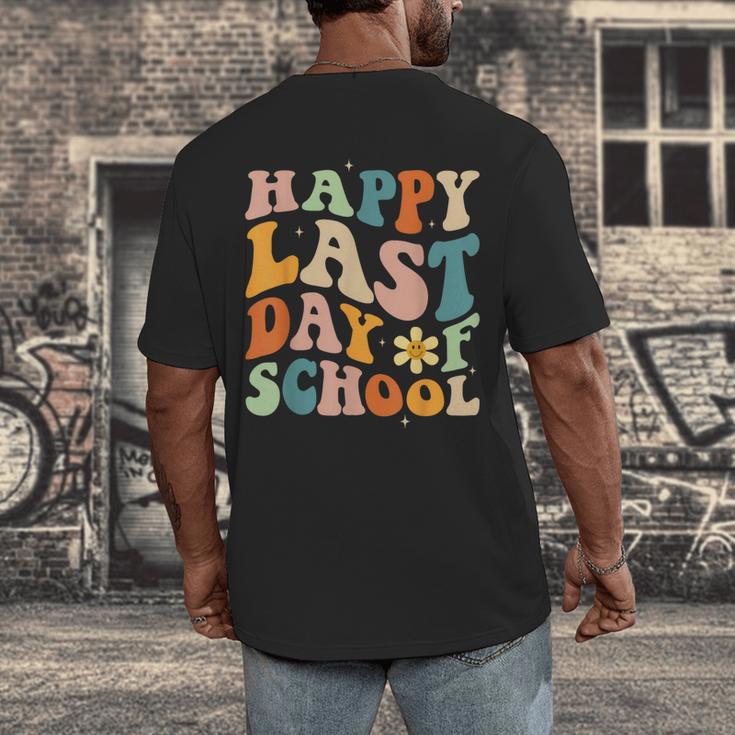 Happy Last Day Of School Groovy Teacher Student Graduation Men's Back Print T-Shirt