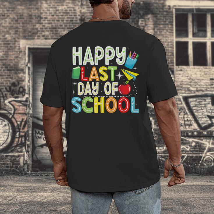 Happy Last Day Of School Teacher Kids Boys Girls Graduation Men's Back Print T-Shirt
