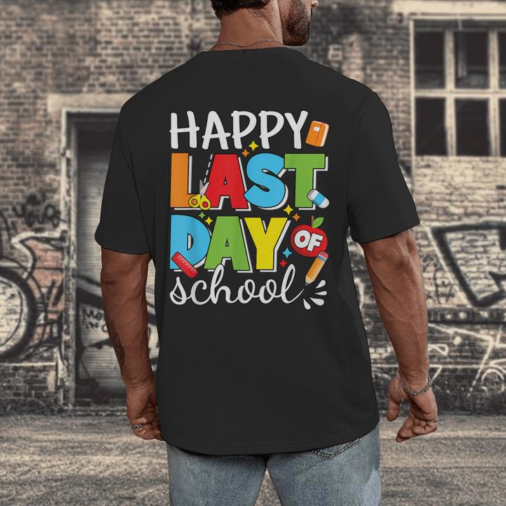 Happy Last Day Of School Teacher Student Graduation Men's Back Print T-Shirt
