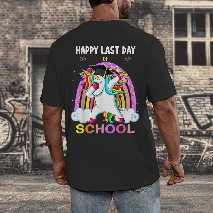 Happy Last Days Of School Graduation Class 2022 Unicorn Girl Men's Back Print T-Shirt
