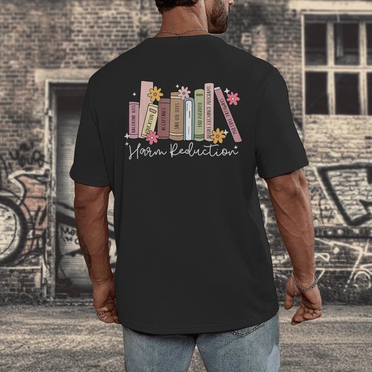 Harm Reduction Floral Book Overdose Awareness Nurse Men's Back Print T-Shirt Harm Reduction Floral Book Overdose Awareness Nurse Men's Back Print T-Shirt