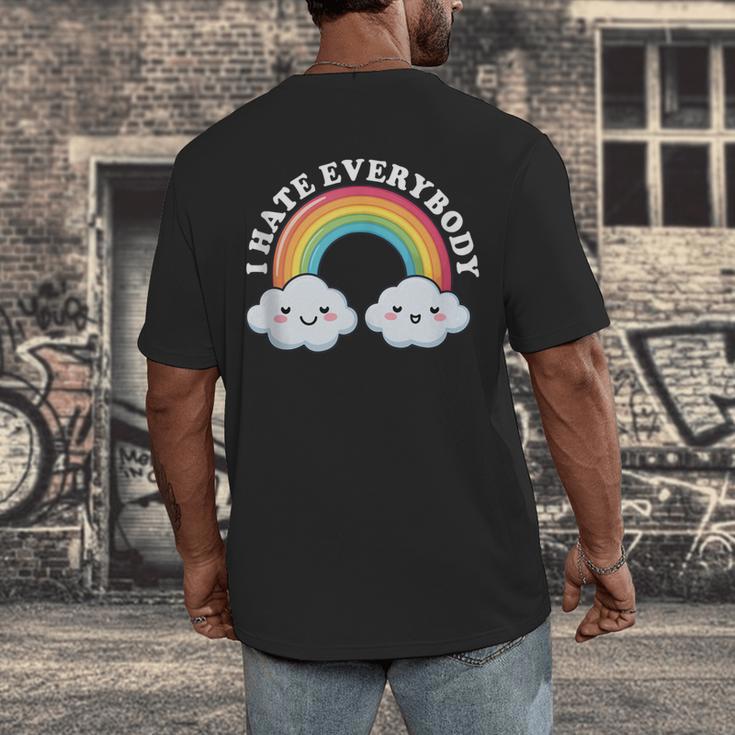 I Hate Everybody Rainbow Sarcastic Grumpy Introvert Men's Back Print T-Shirt I Hate Everybody Rainbow Sarcastic Grumpy Introvert Men's Back Print T-Shirt