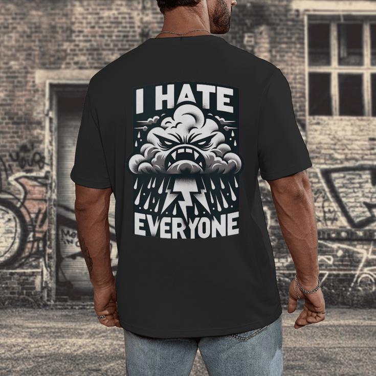 I Hate Everyone Introvert Anti-Social Dark Humor Men's Back Print T-Shirt